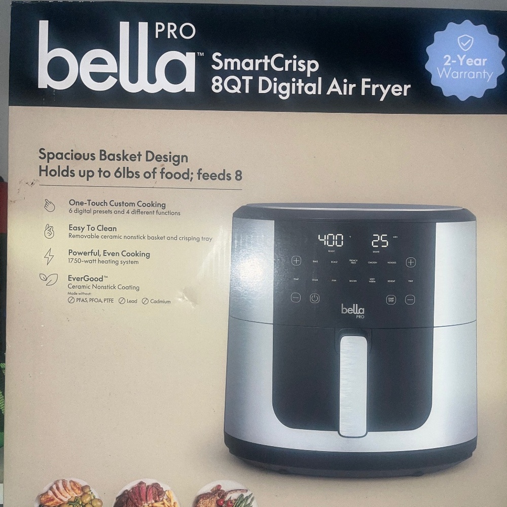 Bella PRO SmartCrisp 8-qt Touchscreen Air Fryer Oatmilk